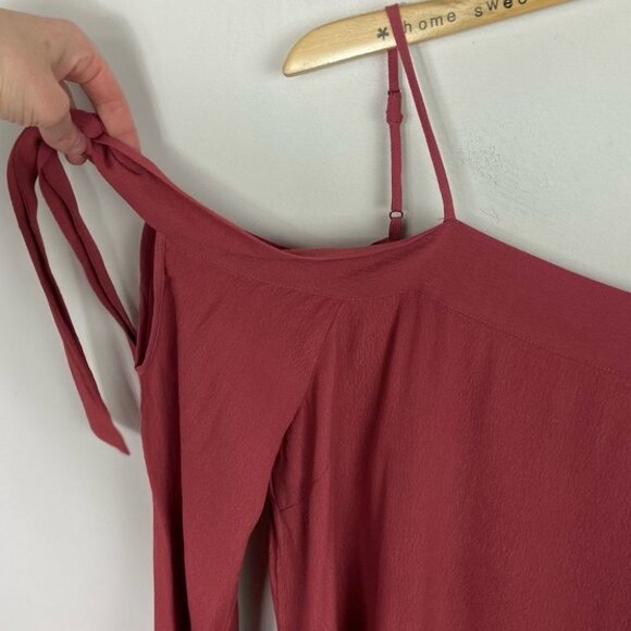 Garmentory Lumiere Pink Tie Cold Shoulder Bell Sleeve Boho Top Size Large Boho L - Picture 8 of 13